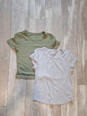 American Eagle Outfitters Crop Top Duo - Olive Green & Light Gray